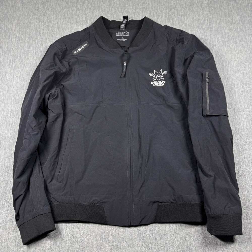 Legends Jacket Mens L Black Las Vegas Desert Dogs Full Zip Bomber Flight Sleeve